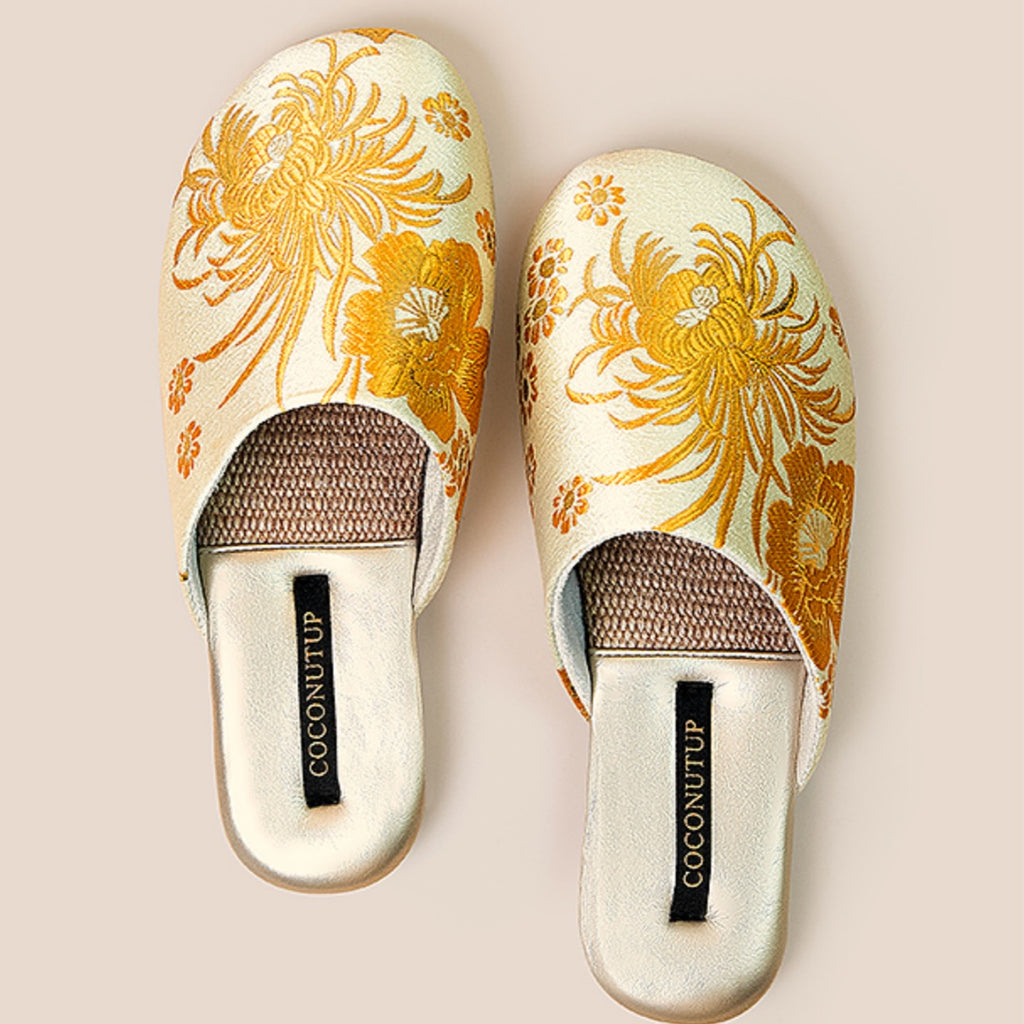 Linen Embroidered House Slippers for Women - Premium Anti-Slip & Odor-Resistant Indoor/Outdoor Slides
