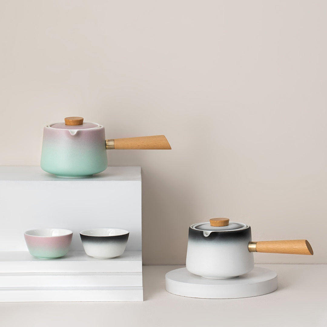 Rotating Auto-Brew Teapot(For Tea Balls) - Premium Ceramic Gongfu Tea Maker with 360° Swivel Base