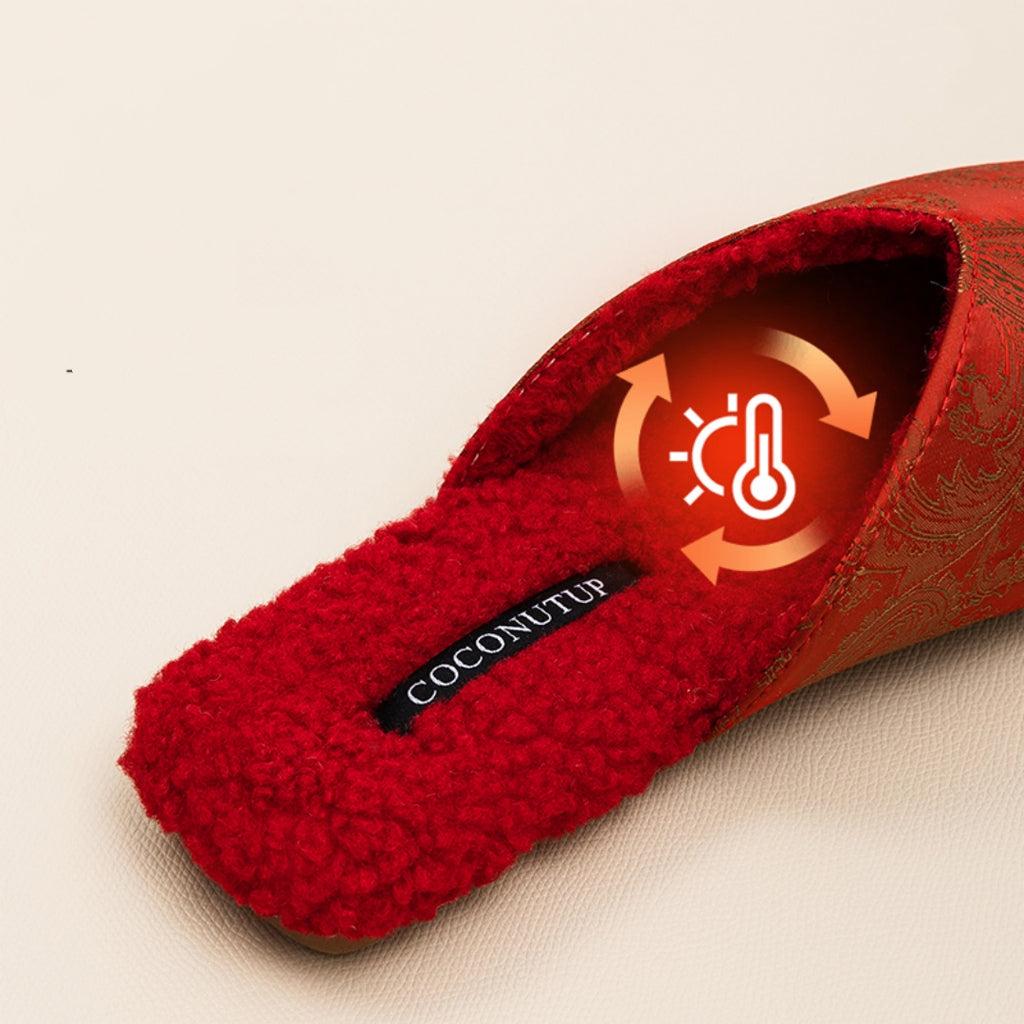 Luxury Velvet-Lined House Shoes with Camel Wool & Anti-Slip Sole