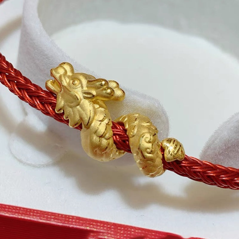 Exquisite 999 24k Goldn 3D Golden Dragon Head Bracelet for Women&Men(14-18cm)