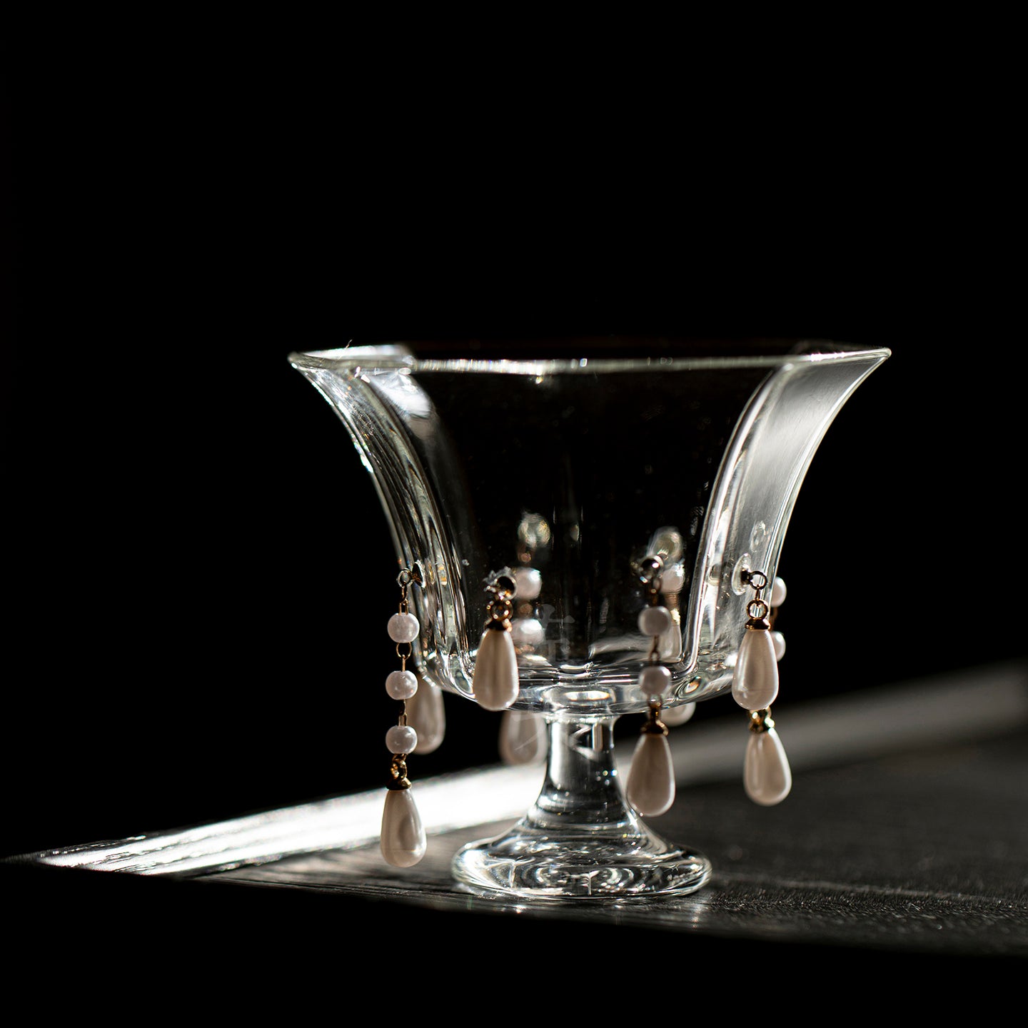 "Mermaid's Tear" Octagonal Glass Tea Cup