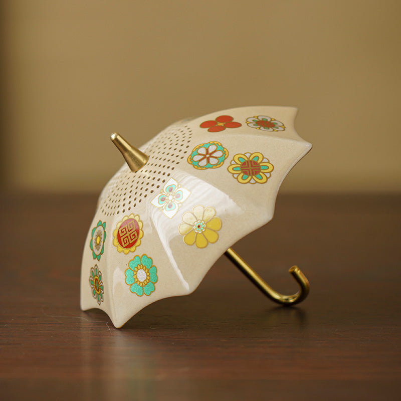 Umbrella-Shaped Ceramic Tea Filter - Creative Tea Leaf Strainer with Stand