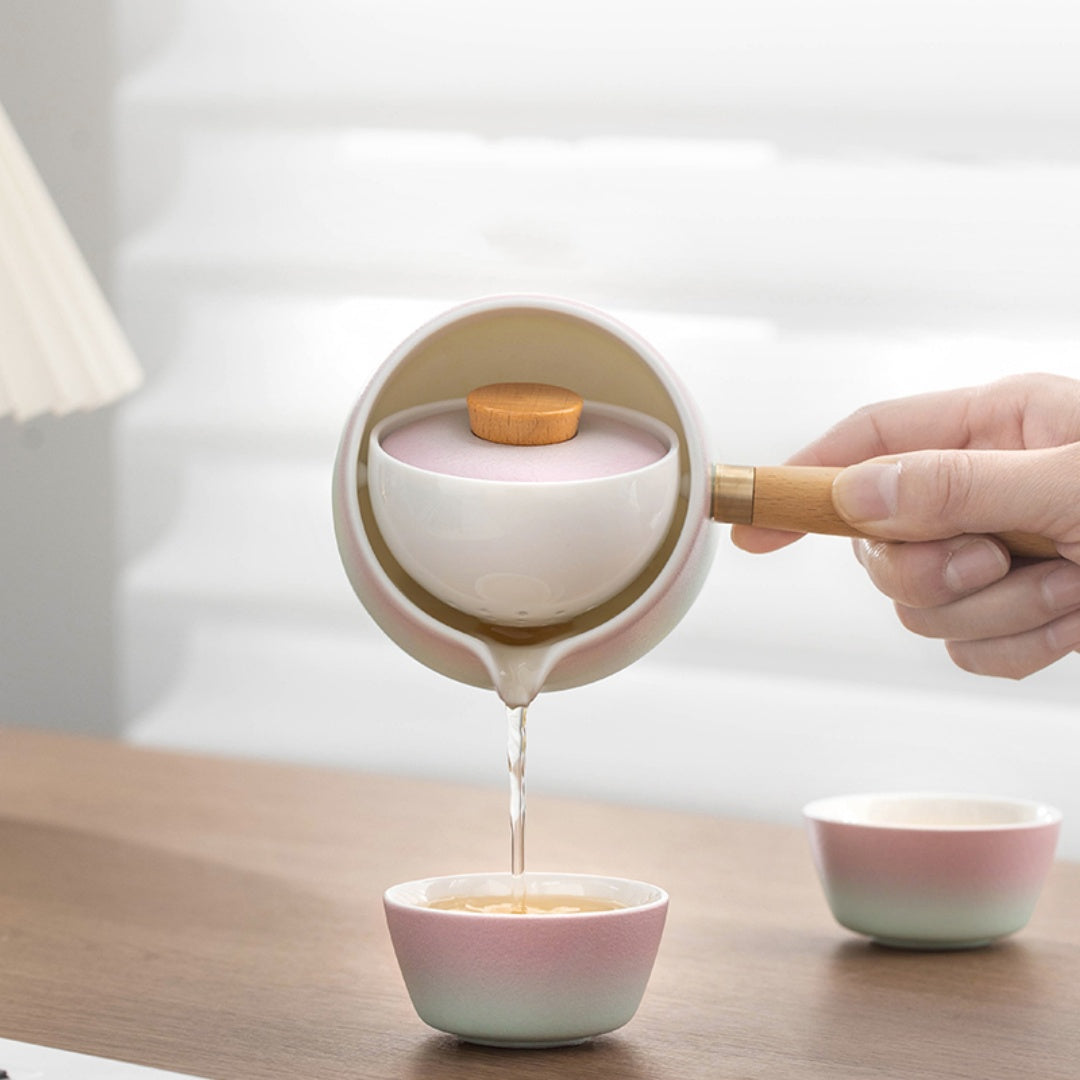 Rotating Auto-Brew Teapot(For Tea Balls) - Premium Ceramic Gongfu Tea Maker with 360° Swivel Base