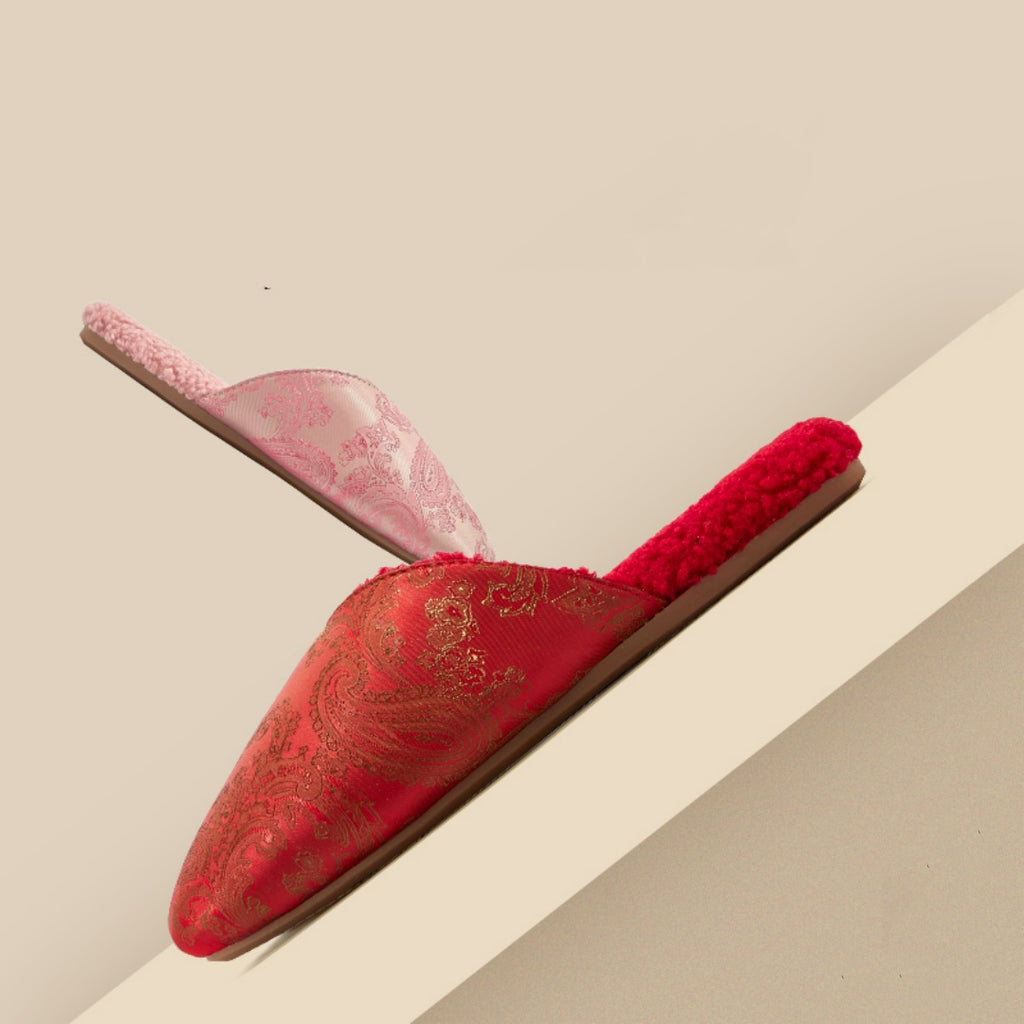 Luxury Velvet-Lined House Shoes with Camel Wool & Anti-Slip Sole