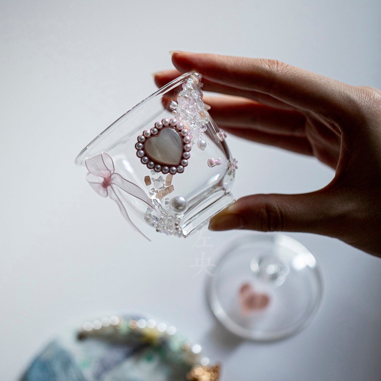 Crystal Heart Glass Gaiwan - Heat-Resistant Lidded Tea Bowl Set