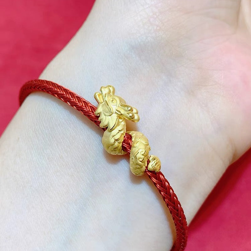 Exquisite 999 24k Goldn 3D Golden Dragon Head Bracelet for Women&Men(14-18cm)