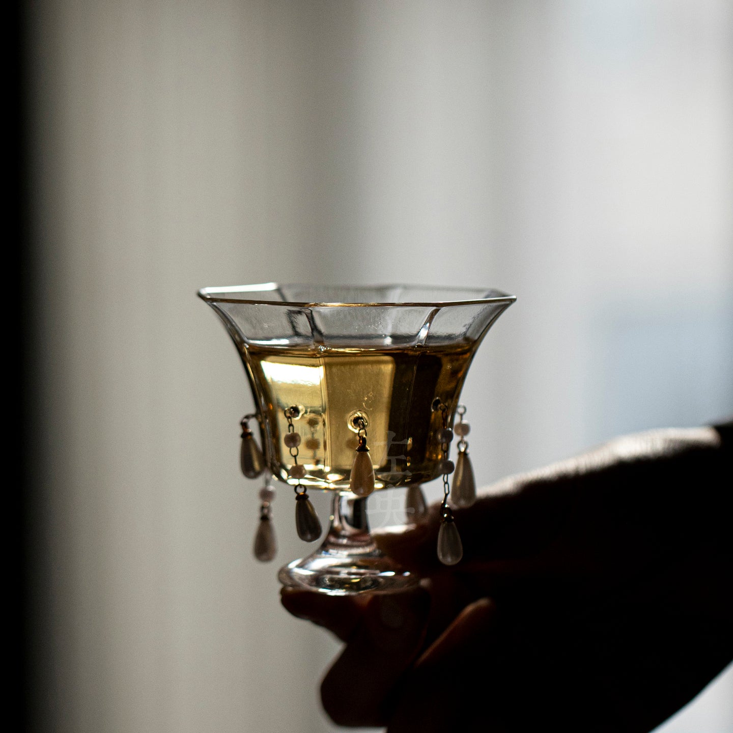 "Mermaid's Tear" Octagonal Glass Tea Cup