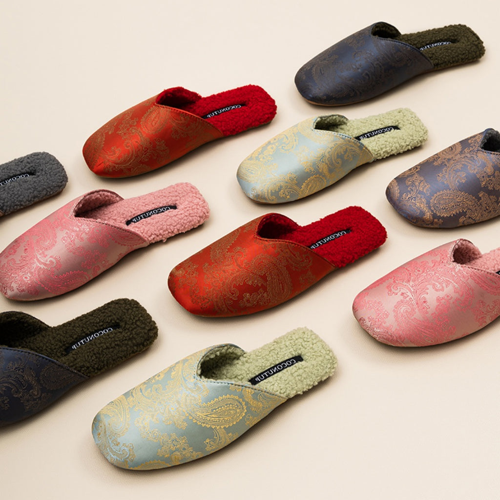 Luxury Velvet-Lined House Shoes with Camel Wool & Anti-Slip Sole