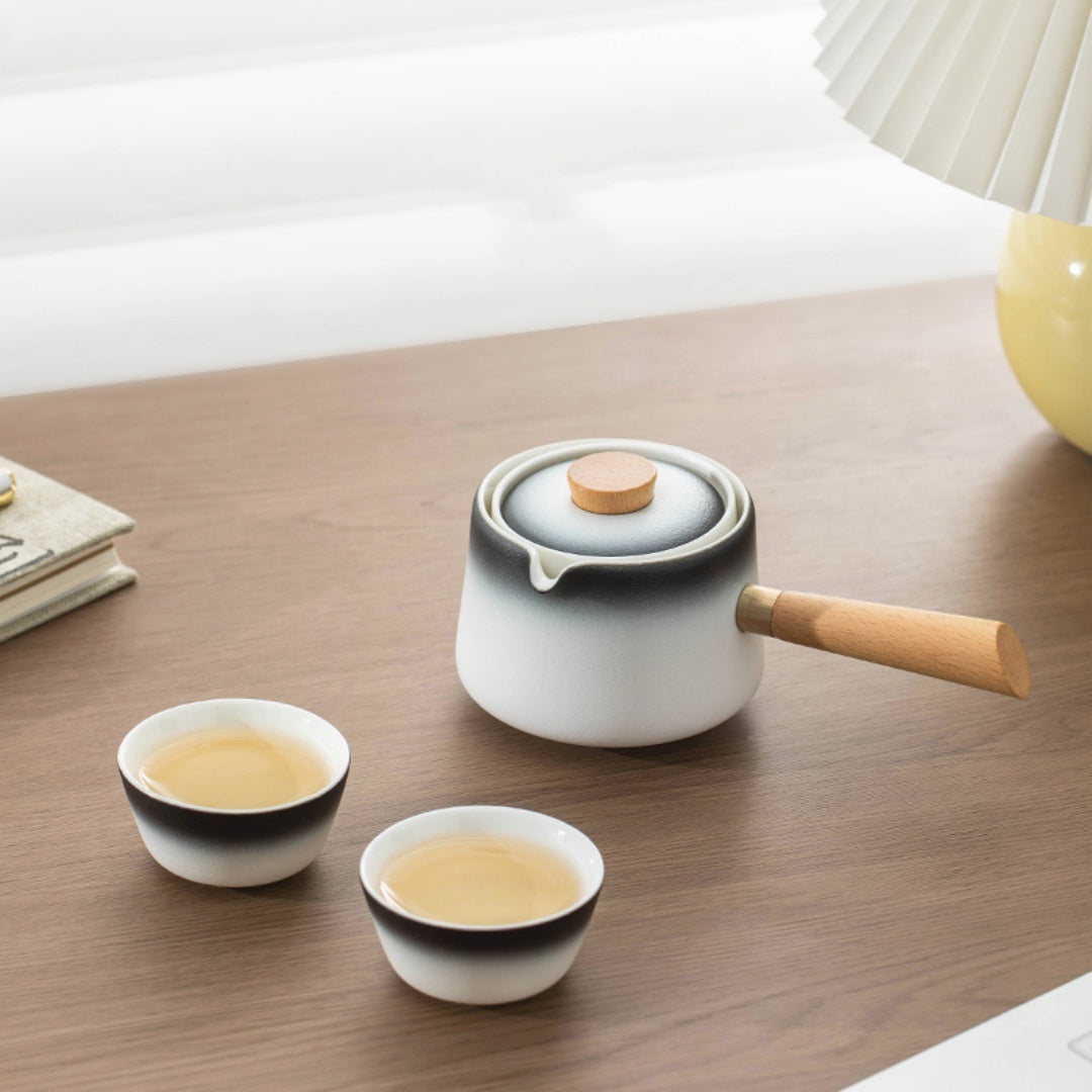 Rotating Auto-Brew Teapot(For Tea Balls) - Premium Ceramic Gongfu Tea Maker with 360° Swivel Base