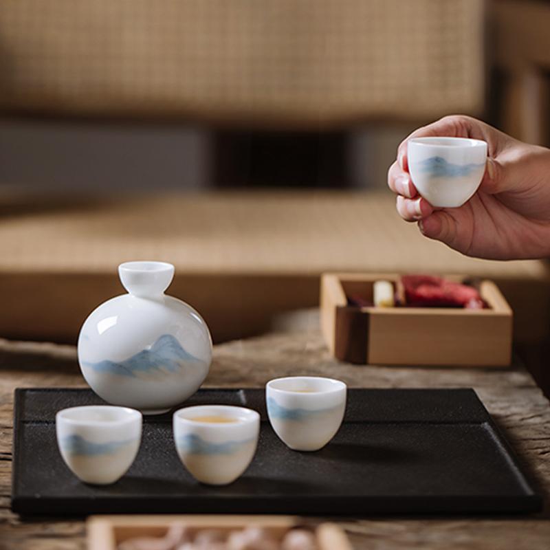 Blue Print Oriental Jingdezhen Liquor Set