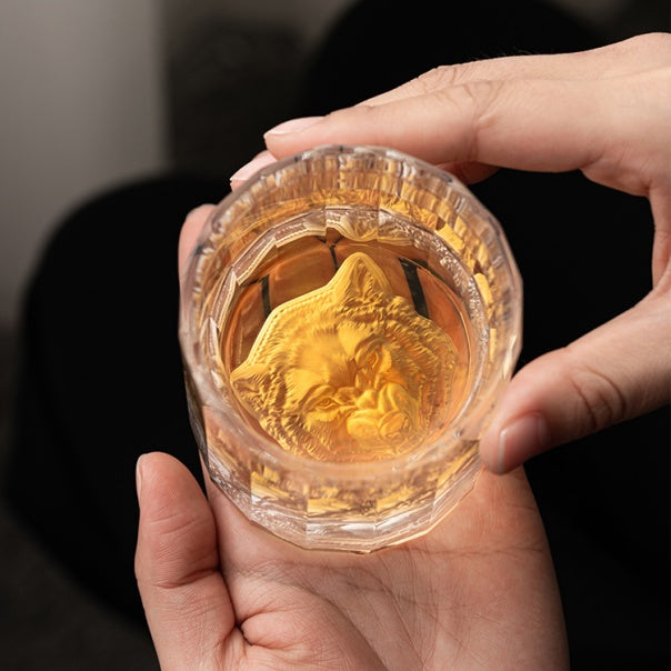 The Exquisite K9 3D Relief Crystal Wolf Head Glass Cup