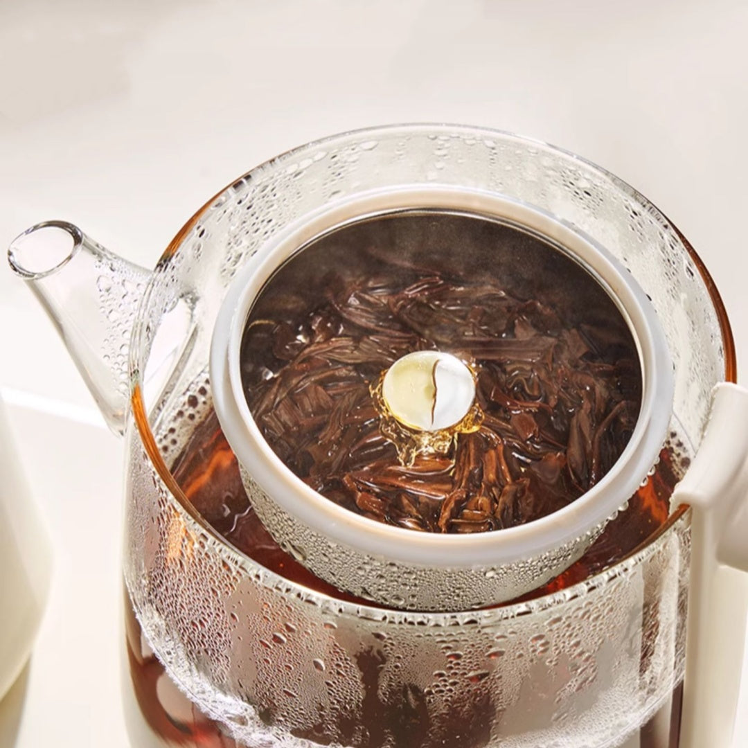 Electric Tea Kettle with Glass Pot Steam Tea Maker - Automatic Spray-Type Brewing System