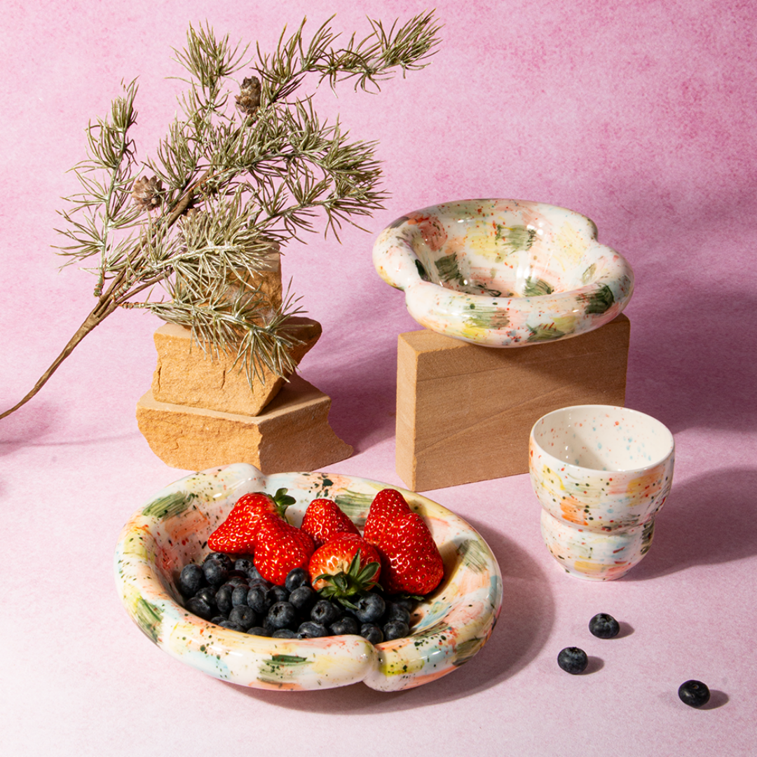 Handmade Korean-Style Ceramic Bowls & Plates - Under-Glaze Tableware