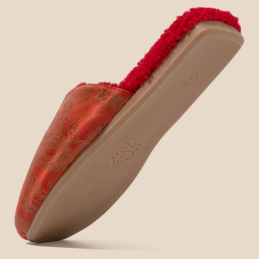 Luxury Velvet-Lined House Shoes with Camel Wool & Anti-Slip Sole