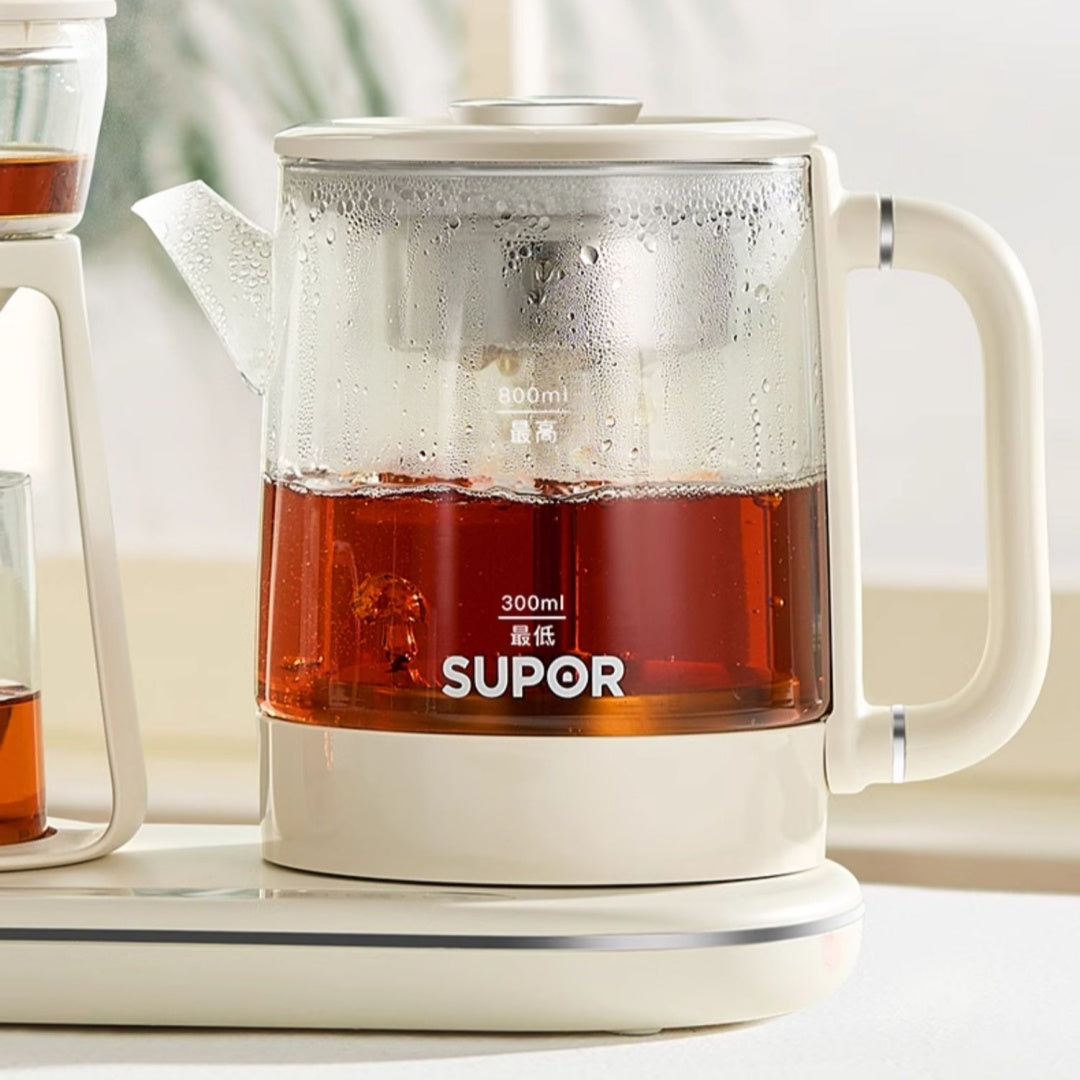 Electric Tea Kettle with Glass Pot Steam Tea Maker - Automatic Spray-Type Brewing System