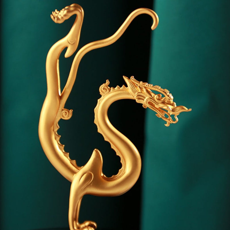 Exquisite Dragon Ornament Elegant Copper and Crystal Glass Decor