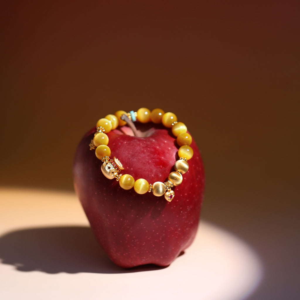 Daily Wealth Retro-inspired Versatile Tiger Eye Stone Bracelet with Ancient Gold Craftsmanship