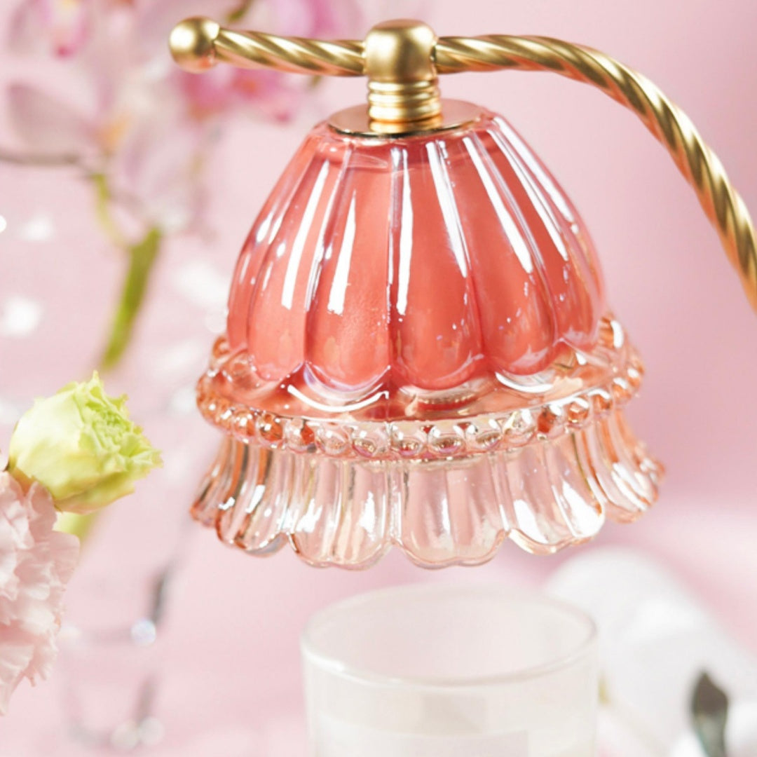 Pink Lily of the Valley Aroma Wax Melter with Temperature Control and Auto Shut-off Retro Romantic Scented Lamp