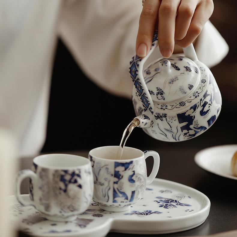 5Pcs Silver Wire Inlay Teapot Set