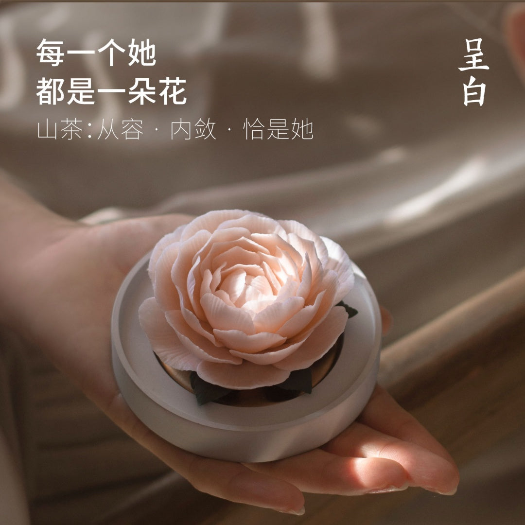 Intangible Cultural Heritage White Porcelain Camellia Flower Scented Aroma Diffuser Gift Set – Handcrafted Ceramic Reed Diffuser with Natural Essential Oils