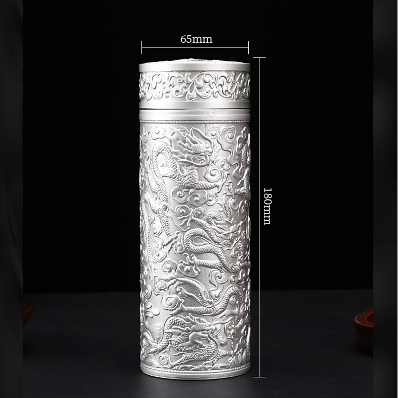 Antibacterial and Luxury 999 Pure Silver Insulated Tumbler/ Ideal Drinking Bottle for Daily Water/Coffee/Tea