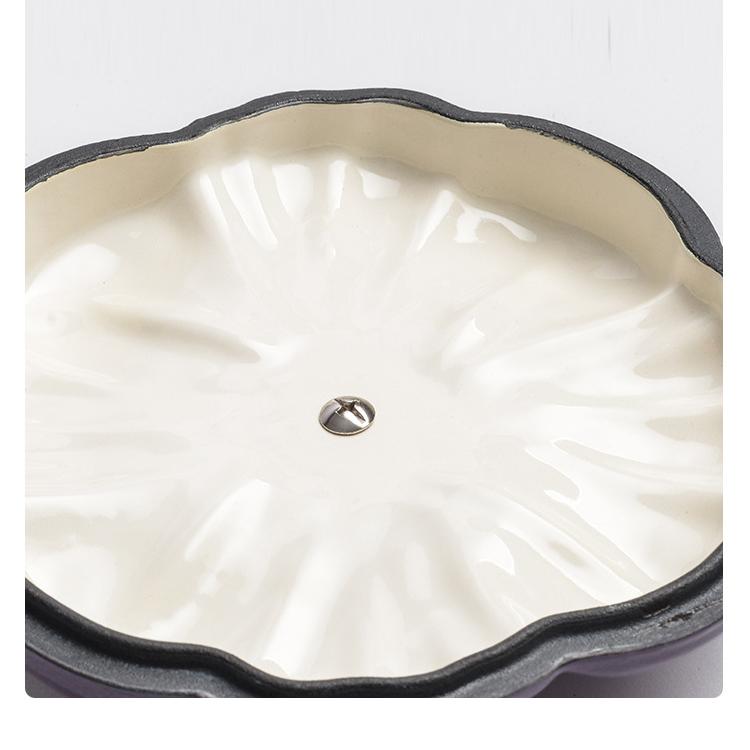 Purple Gradient Pumpkin-Shaped Enamel Pot with White Interior