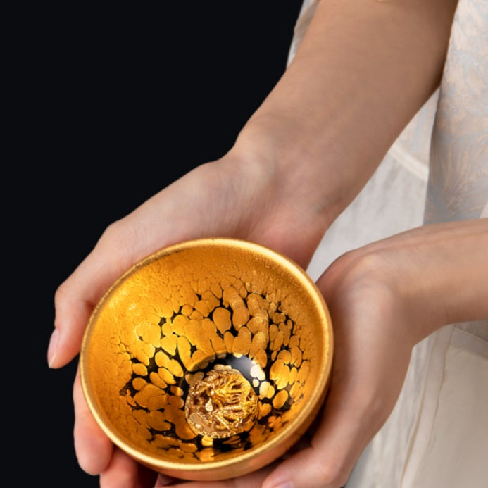 Premium 999 Pure Silver and 24K Gold Gilded Dragon Tea Set