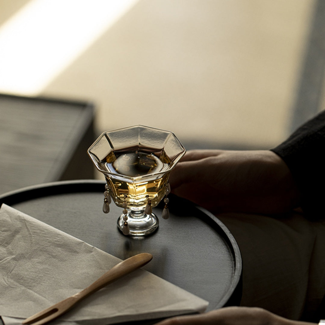 "Mermaid's Tear" Octagonal Glass Tea Cup