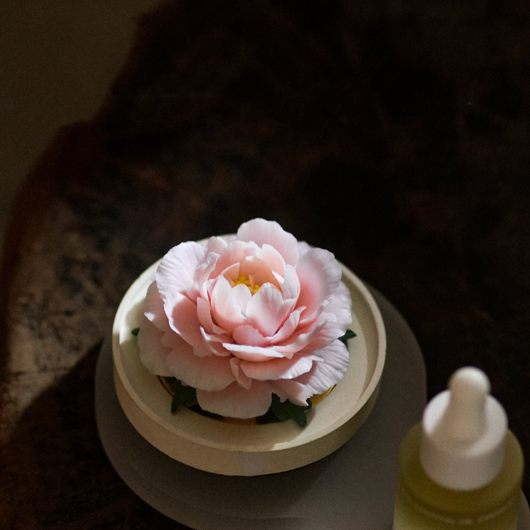 Intangible Cultural Heritage White Porcelain Peony Flower Scented Aroma Diffuser Gift Set – Handcrafted Ceramic Reed Diffuser with Natural Essential Oils