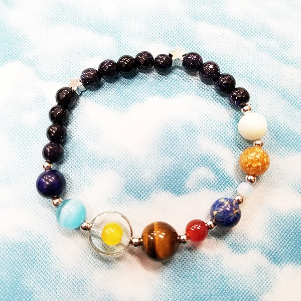 #J4 Solar System Bracelet - Pluto - Moon - Unique Gemstone - 12 Patterns