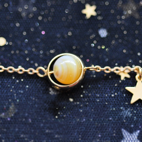 #J4 Solar System Bracelet - Pluto - Moon - Unique Gemstone - 12 Patterns