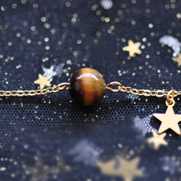 #J4 Solar System Bracelet - Pluto - Moon - Unique Gemstone - 12 Patterns