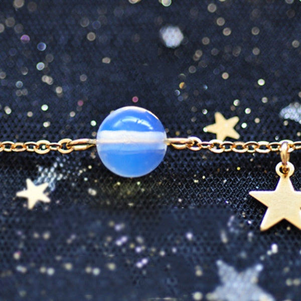 #J4 Solar System Bracelet - Pluto - Moon - Unique Gemstone - 12 Patterns