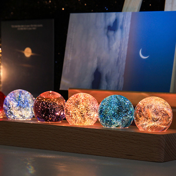 #D1 Colorful Crystal Ball Decoration - Glass - Wood - 7 Balls in a Set