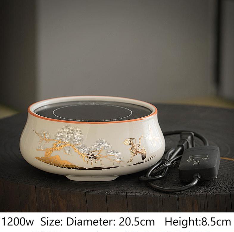 White Gingko Glass Teapot with Stove