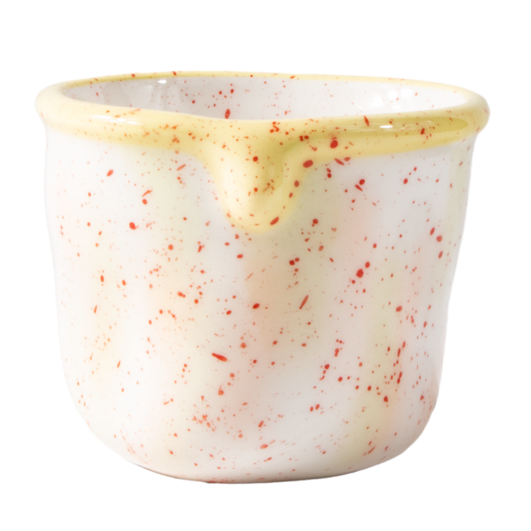 Hand-Painted Ceramic Mug - Cute Ins-Style Color Block & Polka Dot Design