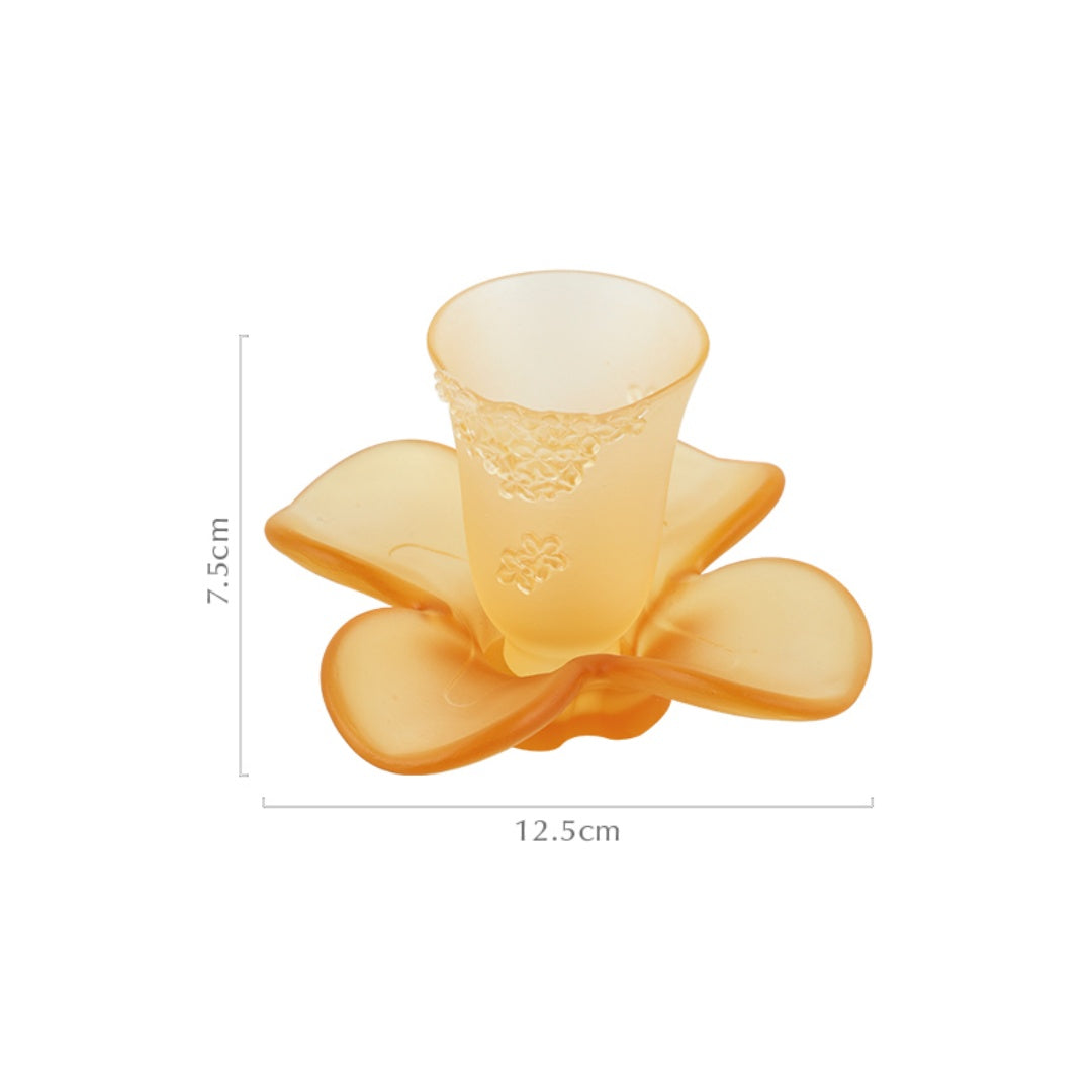 Autumn Fragrance Ancient Glass Osmanthus Tea Cup and Coaster Set
