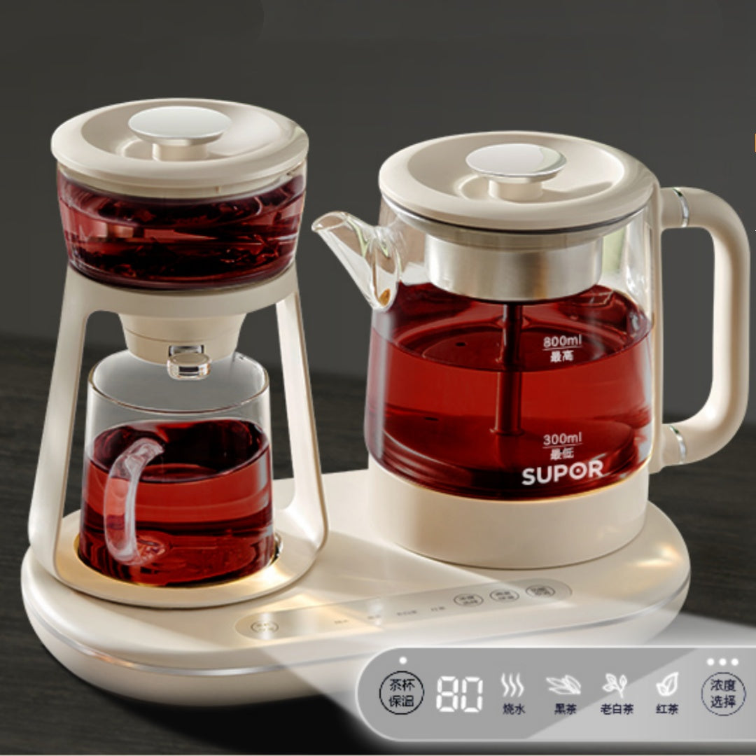 Electric Tea Kettle with Glass Pot Steam Tea Maker - Automatic Spray-Type Brewing System
