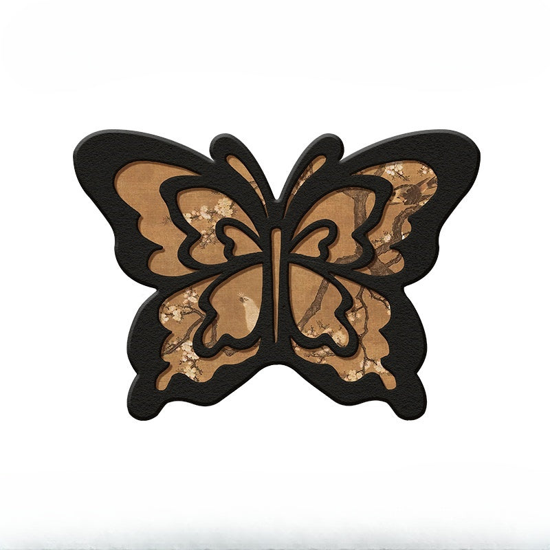 Vintage Butterfly Algae Mud Bathroom Absorbent Mat