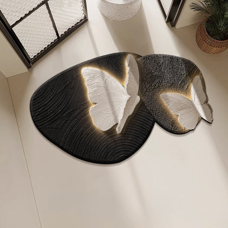 Vintage Elegance Butterfly Algae Mud Bathroom Absorbent Mat