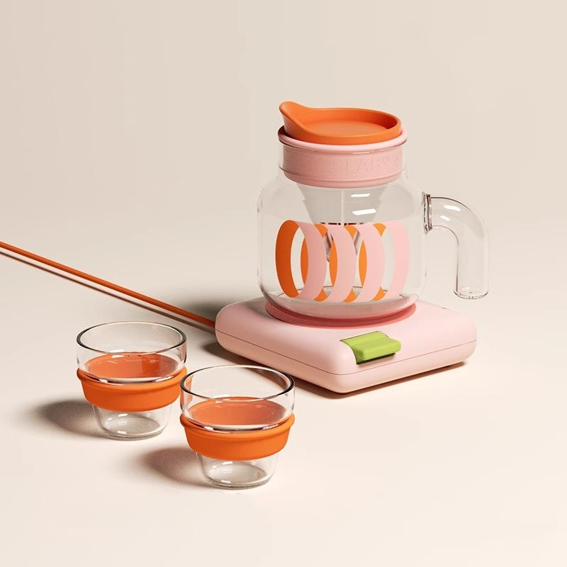 Large Capacity Glass Teapot with Electric Heating - Premium Heat-Resistant Brewing Pot for Office & Home Use