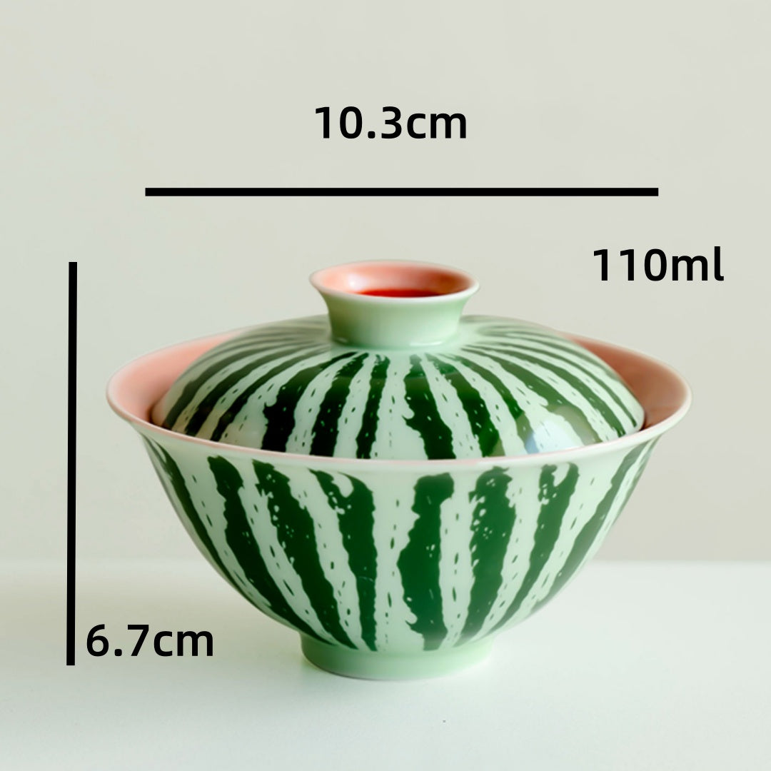Watermelon Gaiwan Playful Ceramic Gaiwan with Fruit-Inspired Design