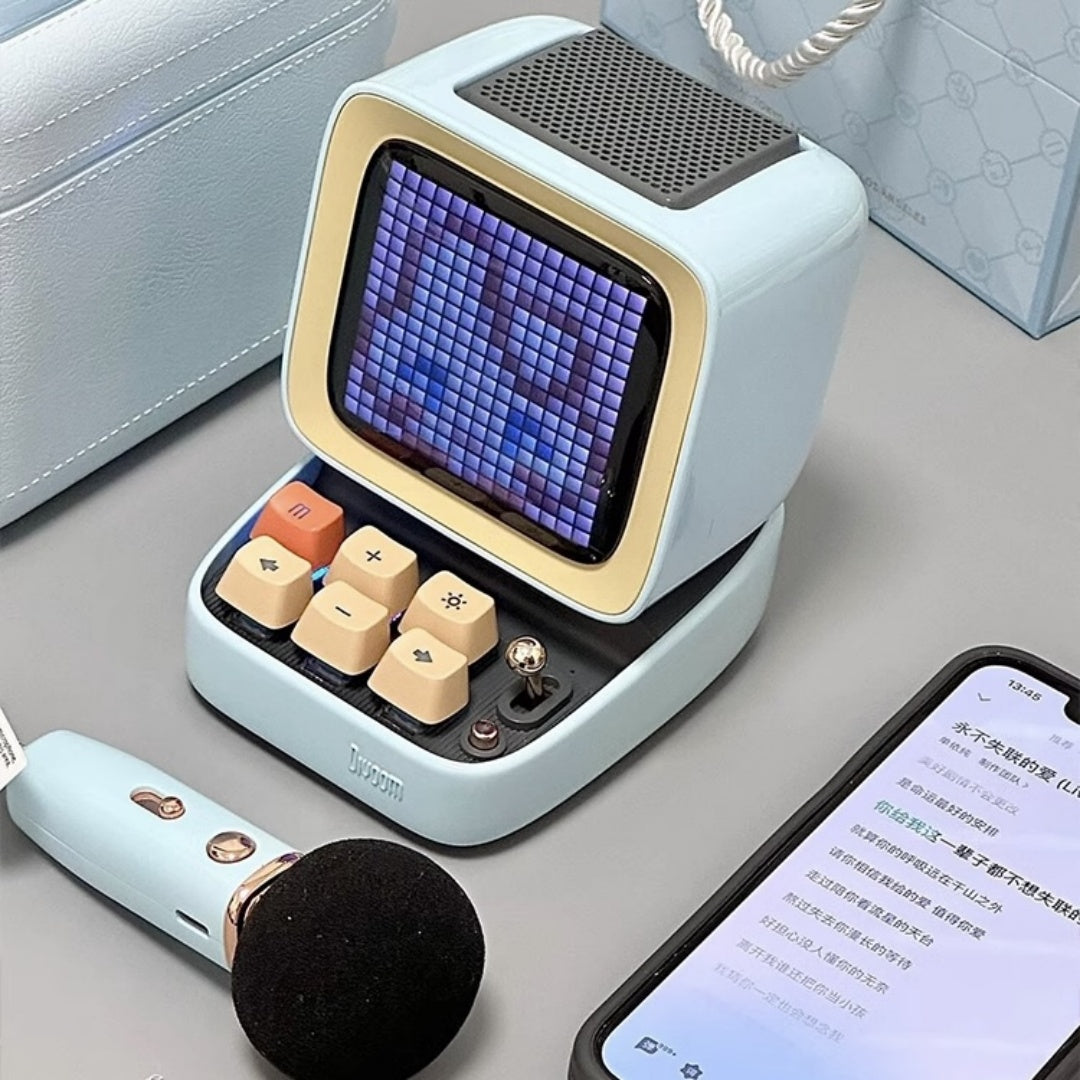 Pixel Bluetooth Speaker with Microphone - Mini Karaoke Mic