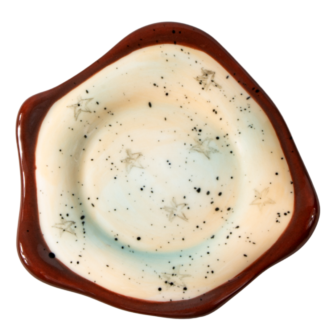 Hand-Painted Ceramic Mug - Cute Ins-Style Color Block & Polka Dot Design