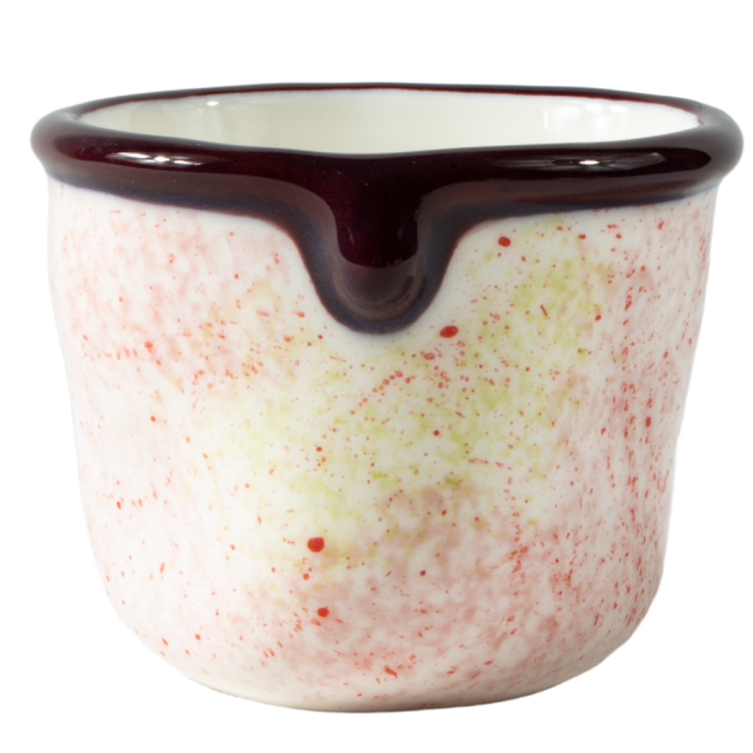 Hand-Painted Ceramic Mug - Cute Ins-Style Color Block & Polka Dot Design