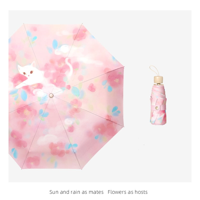 Traditional Chinese Style Compact Umbrella - Lightweight UV Protection Suitable for Women
