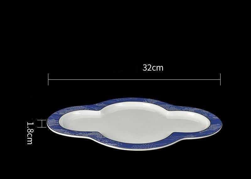 New Chinese Style Ceramic Hexagonal Snack Bowl Set