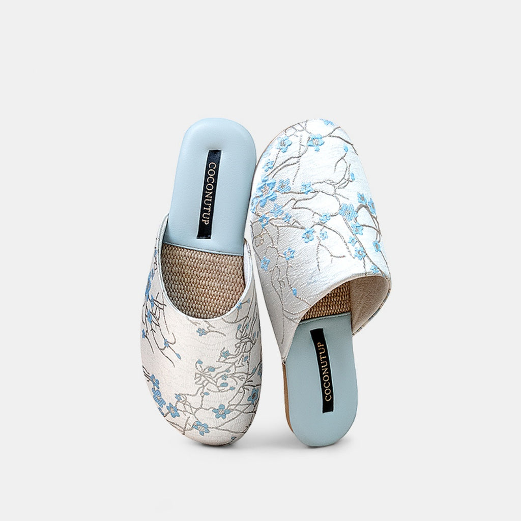 Linen Embroidered House Slippers for Women - Premium Anti-Slip & Odor-Resistant Indoor/Outdoor Slides