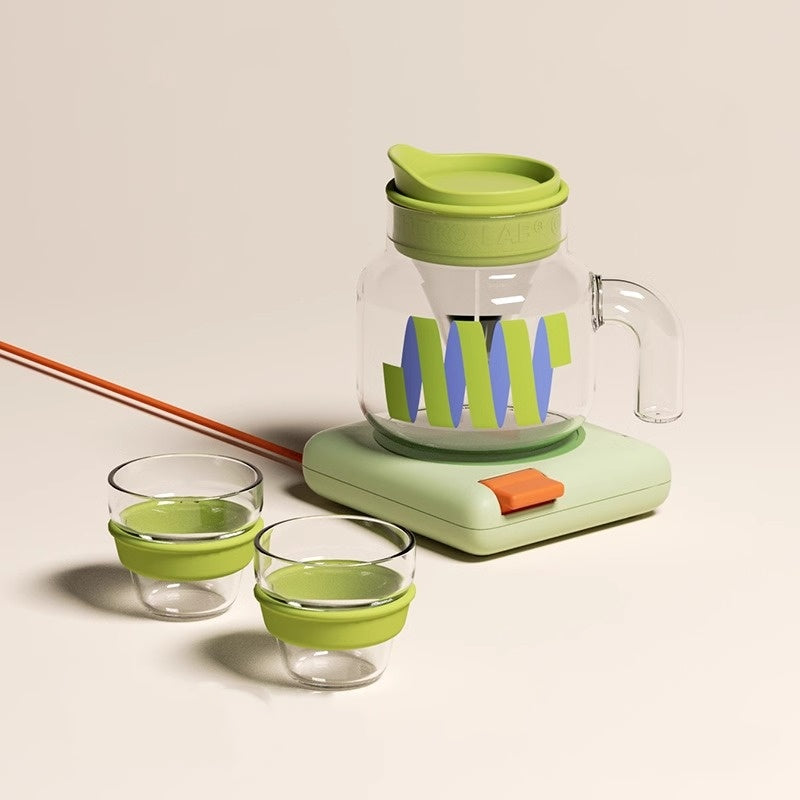 Large Capacity Glass Teapot with Electric Heating - Premium Heat-Resistant Brewing Pot for Office & Home Use