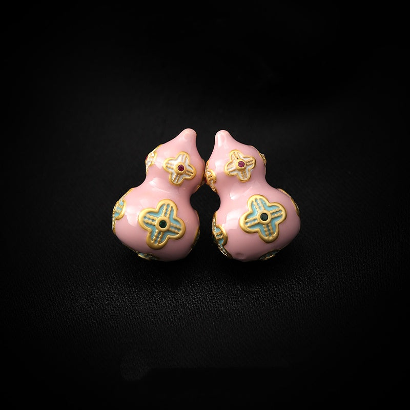 Enamel Gourd Pearl Necklace – Contemporary Chinese Cloisonné Pendant with Natural Gemstones